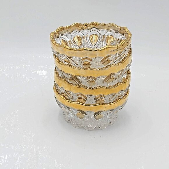Northwood Glass-New Jersey Pattern 1900 EAPG  Bowls Set of 4 - Molded-Gold Trim - Picture 6 of 7